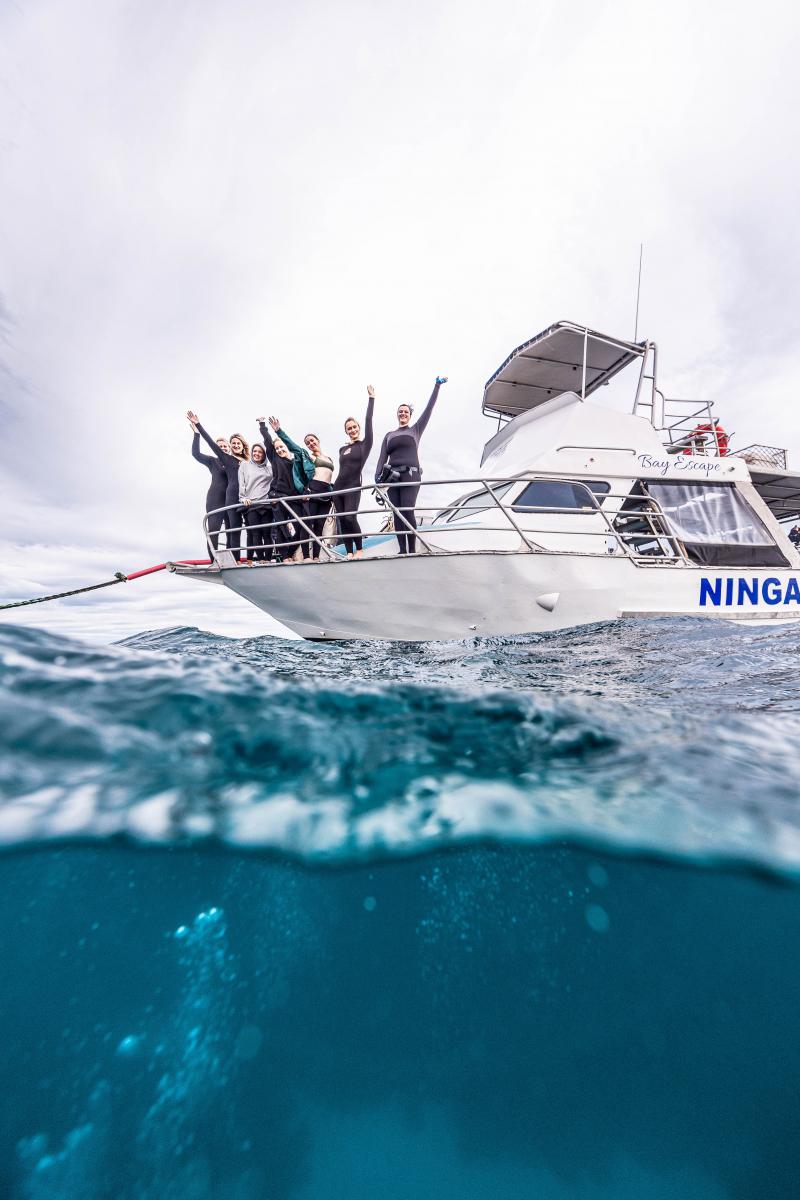 With friends on a snorkelling boat