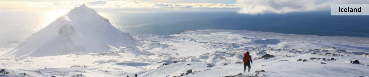 Iceland - hiking in the snowy mountains