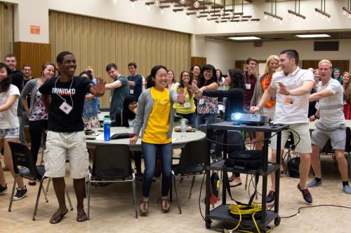 Image of students dancing at orientation